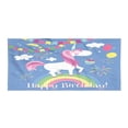 thumbnail image 1 of Unicorn Party Gym Towel, Happy Birthday Words with Animal Marching on Rainbow with Balloons, Soft Lightweight Absorbent Ultra Compact Microfiber for Beach Yoga Sports, Multicolor, by Ambesonne, 1 of 2