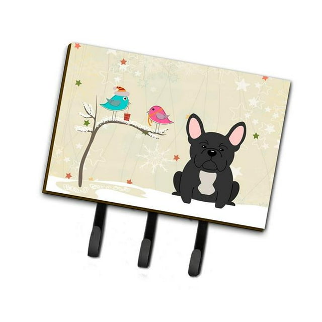 Christmas Presents Between Friends French Bulldog Black Leash or Key Holder