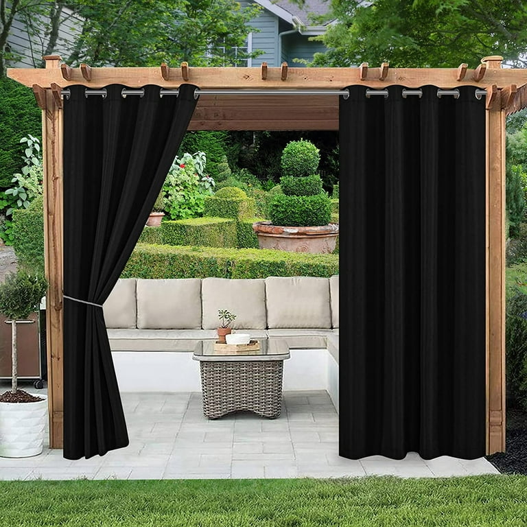 Rosnek Patio Blackout Curtains Outdoor Waterproof Thermal Insulated Sun Blocking Grommet Curtain For Pergola Porch 1 Panel Com