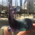 thumbnail image 4 of MATROOY 2" Hand Carved Rainbow fluorite deer Natural stone Quartz Crystal skull healing, 4 of 8