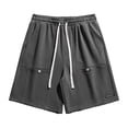 thumbnail image 2 of pstuiky Pantalones cortos de gimnasio para hombre, Pantalones cortos casuales cómodos de moda para hombre, de color liso, con cintura elástica regular, para playa, 2 of 4