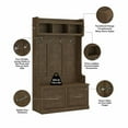 thumbnail image 3 of Pemberly Row Engineered Wood 40W Hall Tree and Shoe Bench with Doors - Ash Brown, 3 of 7