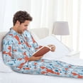 thumbnail image 4 of Salouo Lobsters Print Button-Front Long Sleeve Pajama Set for Men, Soft 2Pjs Men's Long Sleeve Sleepwear -XX-Large, 4 of 7