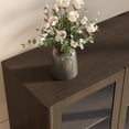 thumbnail image 5 of TopComfy 55" Sideboard Buffet Cabinet with 4 Glass Doors, Coffee Bar Storage Cabinet with Adjustable Shelves, Curved Edge MDF Display Cabinet for Kitchen Dining Room, Dark Walnut, 5 of 8