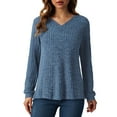 thumbnail image 7 of Godom Long Sleeve Shirts for Women Casual Tunic V Neck Tops Fall Dressy Blouses Lightweight Pullover Sweaters, 7 of 7