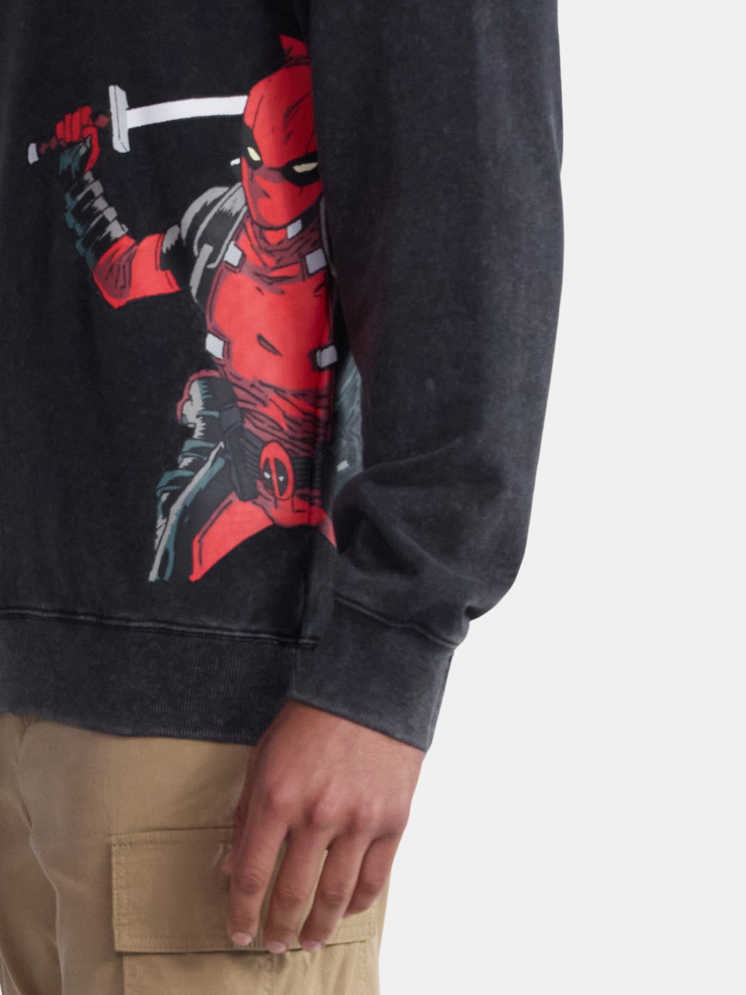 Deadpool Men's and Big Men's Front to Back Graphic Sweatshirt with Long Sleeves, Sizes XS-3XL