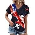 thumbnail image 1 of Top de Verano de las Mujeres Árbol Impresión V-Cuello Casual Manga Corta, Tops Cortos para las Mujeres, 1 of 5