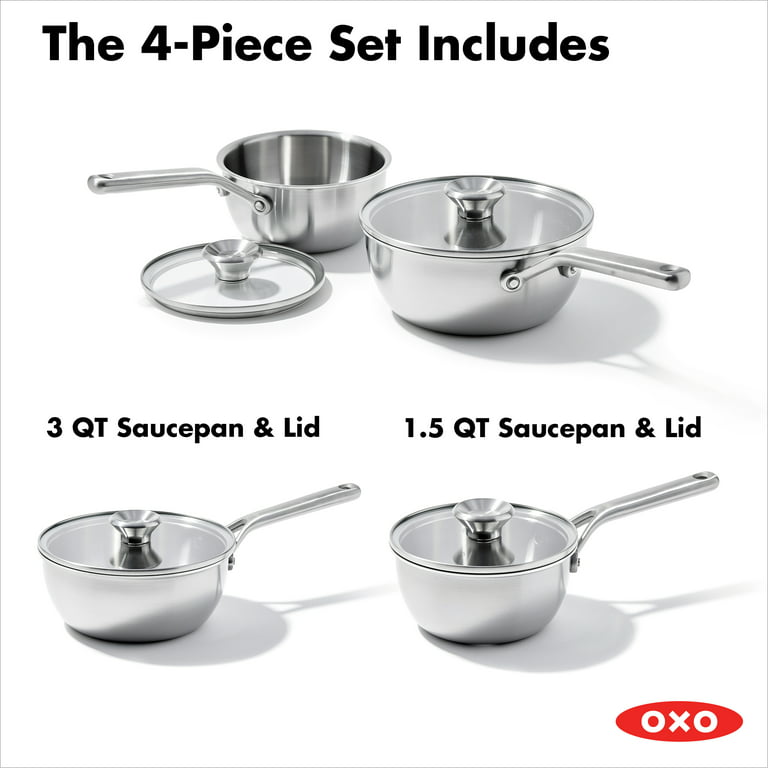 OXO Mira Tri-Ply Stainless Steel 10-Piece Cookware Set | Cozymeal