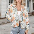 thumbnail image 3 of Jackets for Women Winter Coat Jackets Flannel Stand Collar Jacket(Watercolor Oranges Leafy Pattern Background,Size:S-4XL), 3 of 7