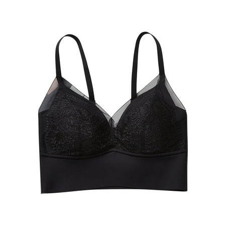 DJskiyers Womens Lace Wireless Bra Soft Supportive Bras Floral Minimizer Bra Vintage Push Up Bras Comfortable Daily Bralette