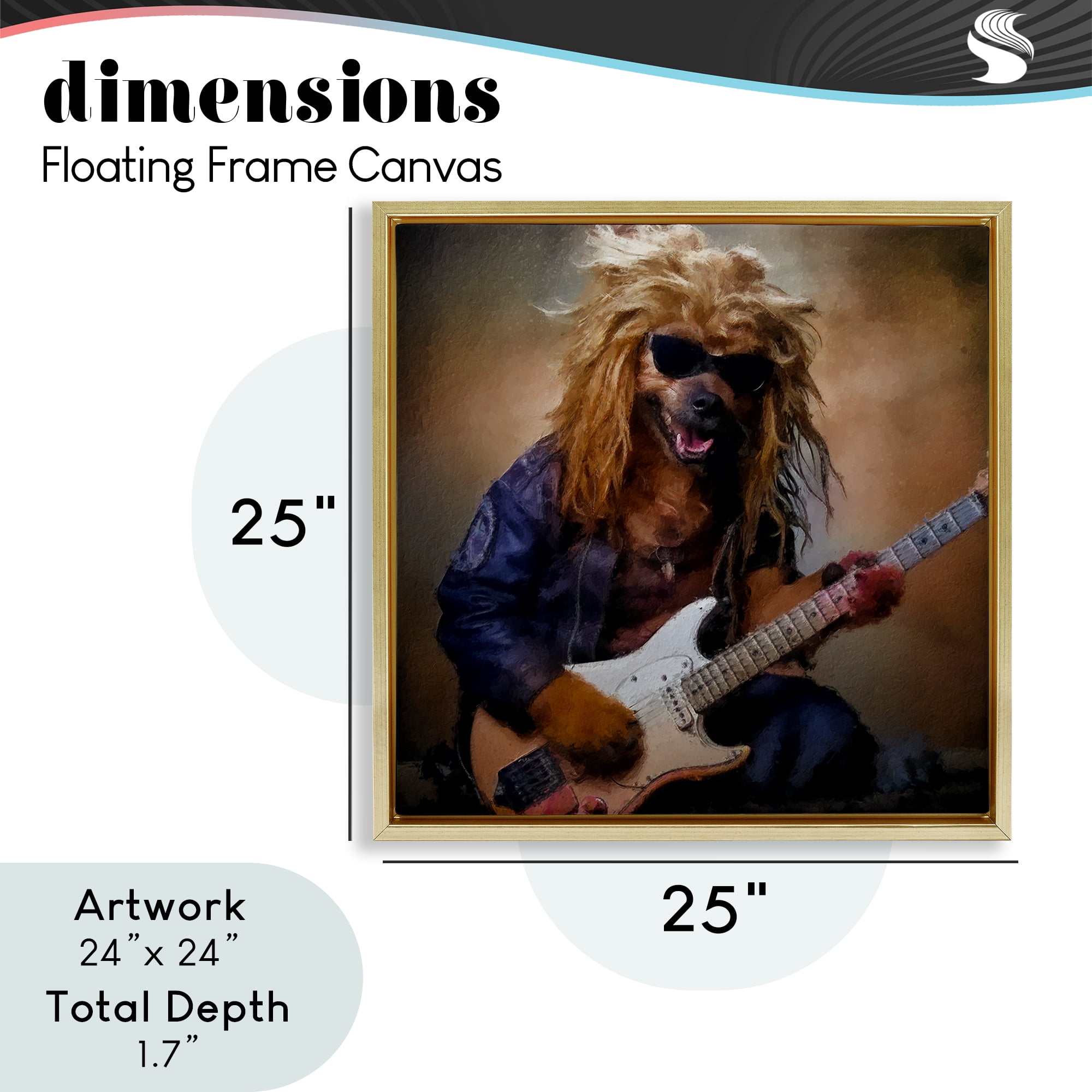 Musician Canine Clark Gold Framed Floater Canvas Wall Art, design by Sean Parnell