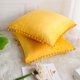 thumbnail image 3 of Fundas de Cojín con Pompones, 2x Terciopelo Fundas de Almohada Suave, Cuadrado Almohadas Cojines Cubierta Decorativas para Sofá Cama Hogar Coche, Amarillo 45 x 45cm, 3 of 11