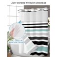 thumbnail image 4 of No Hook Cloth Fabric Shower Curtain with Snap in Liner, Turquoise Black Stripe Waterproof Shower Curtains Set with See Through Top Window, Modern Abstract Coarse Striped Bath Curtains Shower 66"x72", 4 of 6