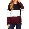 thumbnail image 4 of STARVNC Femmes Col Rond Manches Longues Bouton Épissé Fermeture Couleur Bloc Sweatshirt, 4 of 7