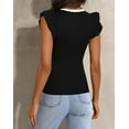 thumbnail image 3 of PRETTYGARDEN Womens V Neck Summer Tops Ruffle Sleeveless Slim Fit T Shirts Going Out Casual Blouses, 3 of 8