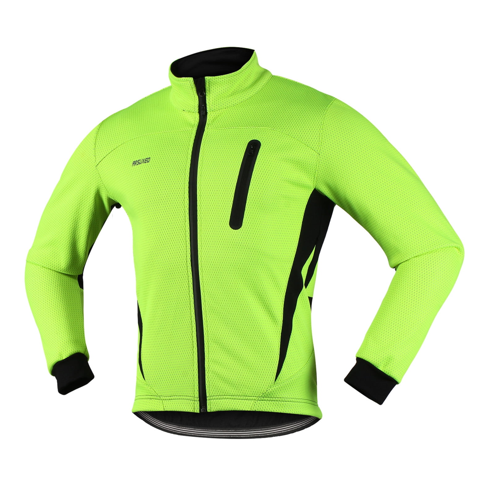 Arsuxeo Cycling Hooded Jacket High Visibility Windproof Running Top Winter Coat