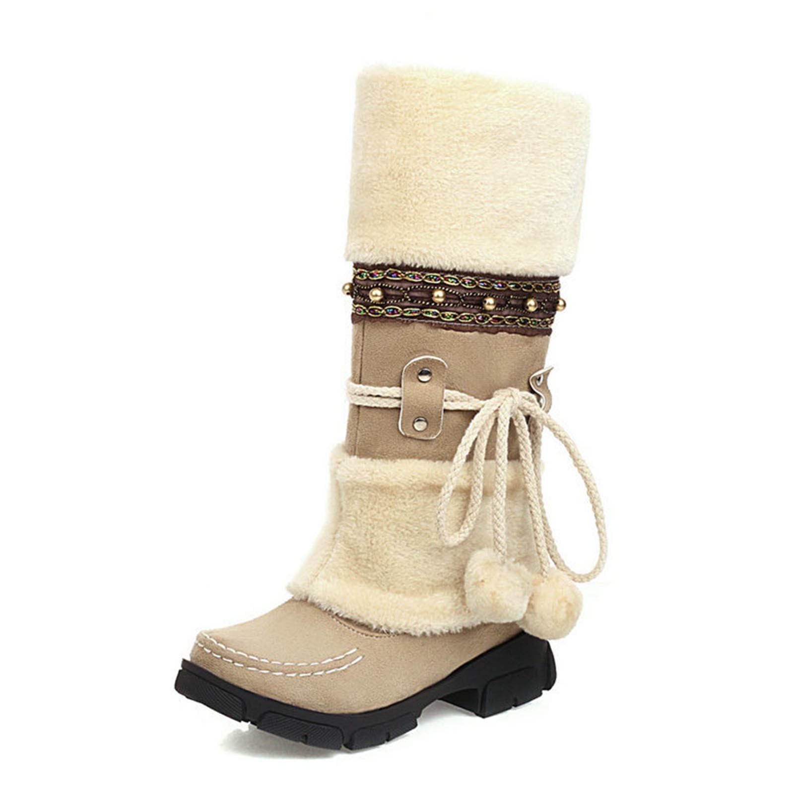 Tejiojio Clearance Women Slip-on Snow Boots Velvet Cotton Boots