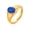 Blue Stone, variant on Women's Stainless Steel Cut Crystal Stone Gold Plated Signet Ring Solid Zirconia Glossy Wedding Band Green Stone Size 7