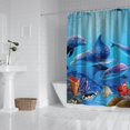thumbnail image 2 of Shark Marine Life Shower Curtain - Tropical Ocean Theme Water-Resistant Fabric, Washable Reusable Bathroom Decor with Sea Creature Patterns,72x72in, 2 of 5