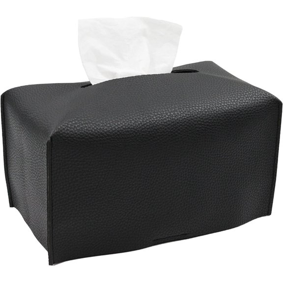 Tissue Box Cover, Rectangular Modern Decorative PU Leather Tissue Box Case Organizer Holder for Vanity Countertop, Night Stands, Livingroom, Office Desk & Car, 9.5X5X5inch