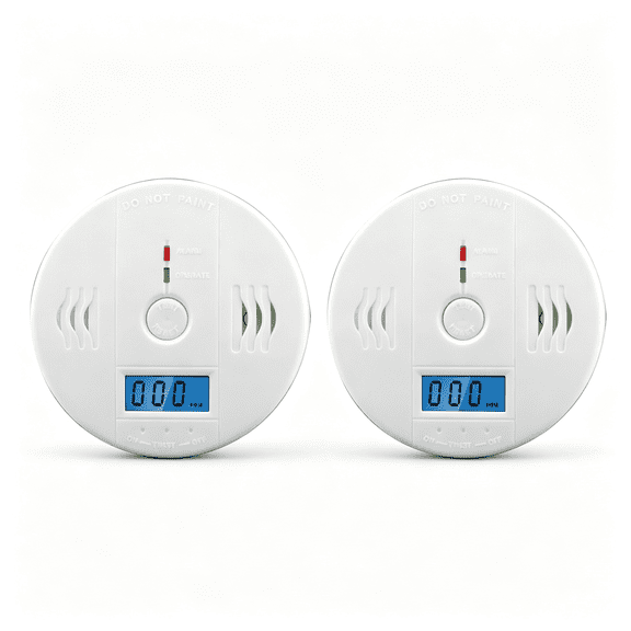 LCD Display CO Carbon Monoxide Detector, 2 Pack Portable Home Safety Gas Alarm Detector, CO Gas Monitor Alert Device for Indoor Household Office Safety Protection