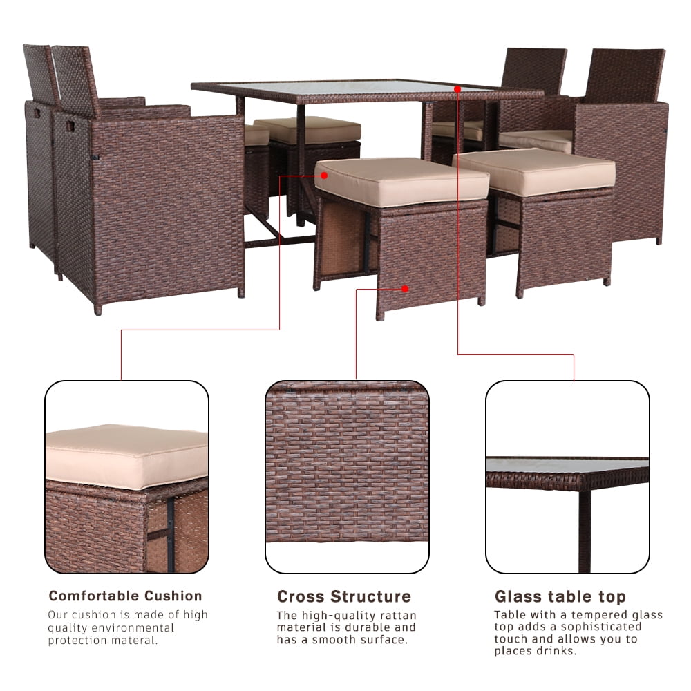 Lowestbest 9pcs Rattan Furniture, Outdoor Meeting and Leisure Furniture, Tough Rattan Weave, Suitable for Many Places, Brown Lowestbest 9pcs Rattan Furniture, Outdoor Meeting and Leisure Furniture, Tough Rattan Weave, Suitable for Many Places, Brown