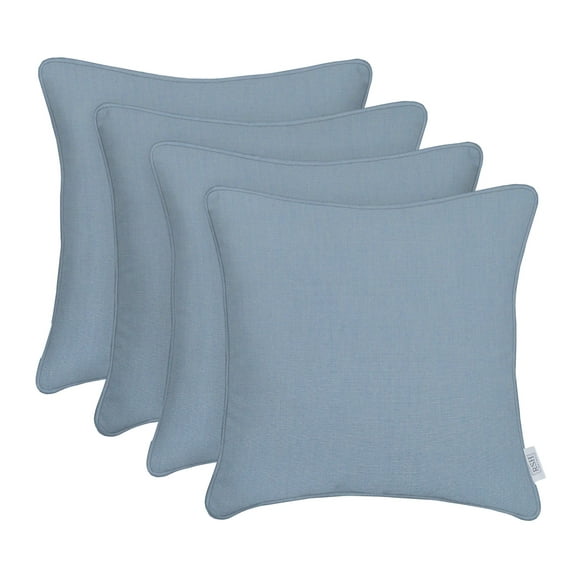 RSH Decor: 4 Square Accent Pillows Made with Sunbrella Performance Fabric | 17" x 17" | Canvas Air Blue