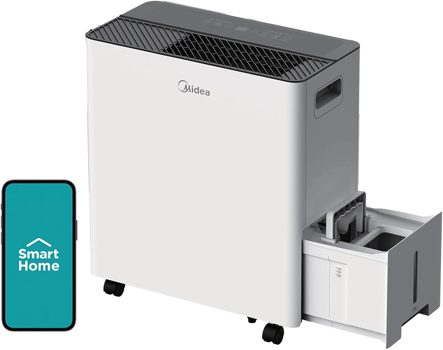 Restored Midea Smart 50-Pint Dehumidifier with Built-in Pump, (Refurbished)