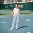 thumbnail image 2 of SJLDQY Girls Sweatpants Straight Fit Baggy Pants for Girls Wide Leg Sweat Pants with Pockets, 2 of 4