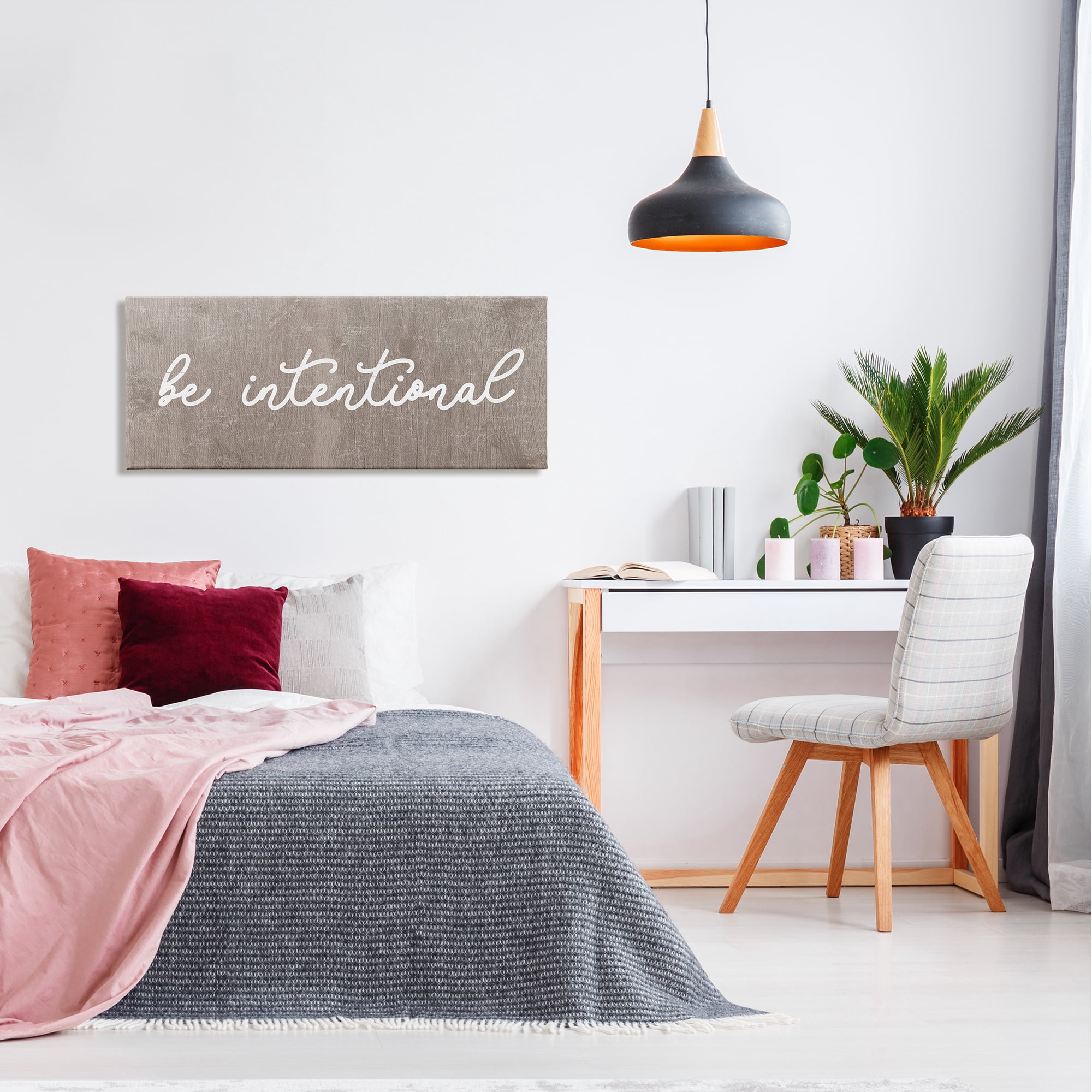 Stupell Be Intentional Rustic Phrase Inspirational Painting Gallery Wrapped Canvas Print Wall Art