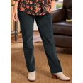 thumbnail image 1 of Pantalones casuales rectos de pana de color liso con cintura elástica para otoño e invierno para mujer, 1 of 5