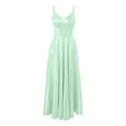 thumbnail image 4 of KHONTS Women's Satin Bridesmaid Dresses for Wedding Dress Formal Long A-Line Prom Party High Slit Gowns Light Green XS, 4 of 5
