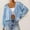 02 Blue, variant on YueHuiYing Women's Casual Sweater Tops High V-Neck Long Sleeves Button Coat Jacket Knitted Blouse