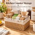 thumbnail image 6 of Small Woven Storage Basket with Liner, Rectangular Decorative Rattan Organizer Bin for Home Bathroom Bedroom Kitchen Office Sundries Cosmetics, L, 6 of 7