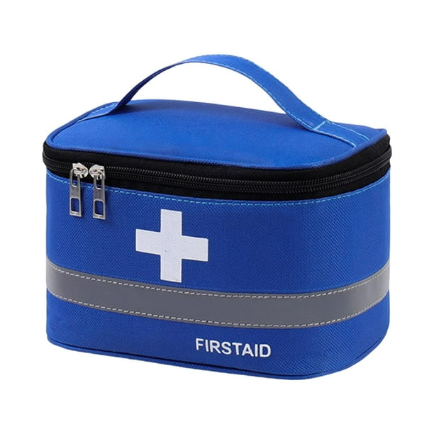 Botiquín de primeros auxilios vacío, bolsa de almacenamiento de emergencia con asa, bolsa médica, estuche para M Azul