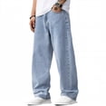 thumbnail image 3 of Olaglory Baggy Jeans for Men Vintage Wide Leg Loose Fit Men Denim Pants Hip Hop Skater Carpenter Jeans Y2K Streetwear, Light Blue, 3 of 8
