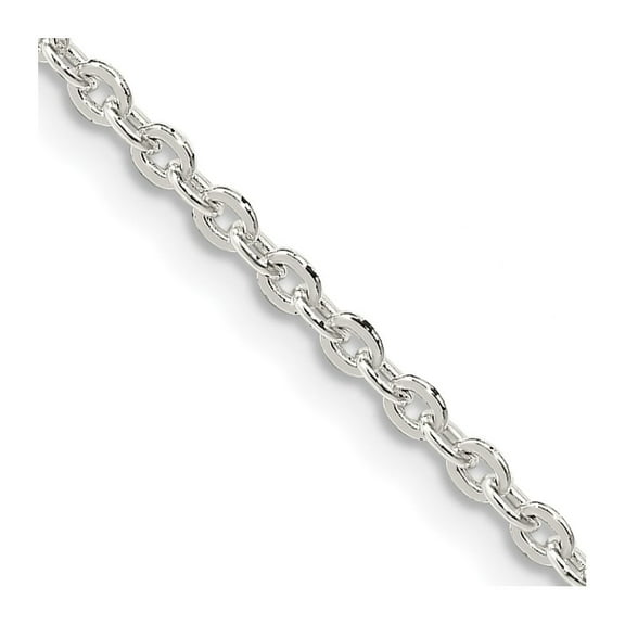 Diamond2Deal 925 Sterling Silver 2mm Flat Link Cable Chain Necklace for Women 16"