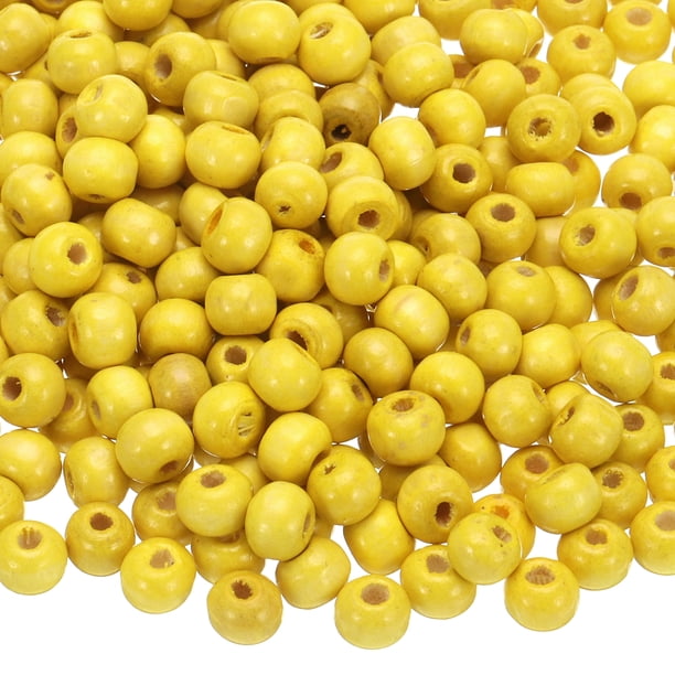 Uxcell 500 Pcs Cuentas de Madera Natural para Manualidades de Joyería, Amarillo (8 x 7mm, Agujero de 3mm)