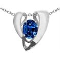 thumbnail image 2 of Tommaso Design� Oval 9x7mm Created Blue Sapphire Heart Shaped Pendant Necklace Enhancer, 2 of 9