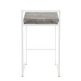 thumbnail image 5 of Fuji Contemporary Stackable Counter Stool In White With Stone Cowboy Fabric Cushion - Set Of 2, 5 of 7