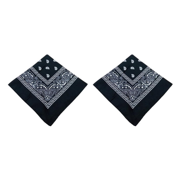 Wosthever Pañuelo cuadrado de anacardo a la moda, diadema de Cachemira, pañuelo para la cabeza para senderismo, accesorios de flores, regalos Negro 2Conjunto