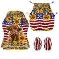 thumbnail image 4 of SCRAWLGOD Highland Cow Sunflower American Flag Print Print Gaming Chair Cover with Armrest Cover, Washable Seat Cover with Armrest Cushion Breathable Protective Slipcover for Gaming Rotating Chair, 4 of 7