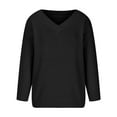 thumbnail image 3 of Women's V Neck Sweaters Solid Color Long Sleeve Comfy Knitted Pullover Tops for Winter Fall Casual Blouses (2XL, Black), 3 of 6