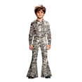 thumbnail image 3 of Kiijoy Girl's Pants Glitter Sequin Print High Waisted Fit Flared Pants, White, Sizes 13-14, 3 of 7