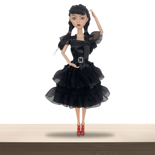 Wednesday Addamss In Dress Flexible Manga Larga Dotos Vestidos Exquisitos Regalos Cumpleaños Compactos para