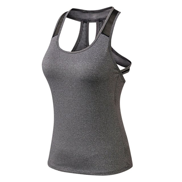 Gibobby Mujeres sin mangas deporte Yoga sólido fluido algodón Racerback blusa Top chaleco(Gris,M)