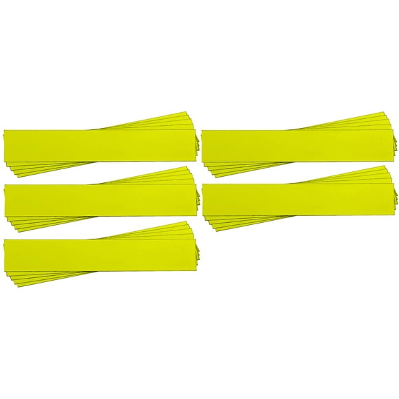 Magna Visual 1" x 6" Yellow Pre-Cut Write On Wipe Off Magnetic Strips 25 Pack
