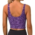 thumbnail image 3 of Lsque Purple Glitter Printed Women'S Sports Bra, Compression, Moisture Wicking, High-Impact Sports Bra For Women,Supportive sports bra-Medium, 3 of 9