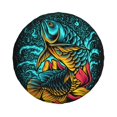 thumbnail image 2 of DouZhe Waterproof Spare Tire Cover, Cartoon Golden Arowana Fish Prints Adjustable Wheel Covers Fit for Jeep Trailer RV SUV Car, 17 inch, 2 of 7