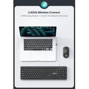 Wireless Keyboard & Mouse Set, Black, Single Piece with Receiver for two & 104 Full Keys Layout